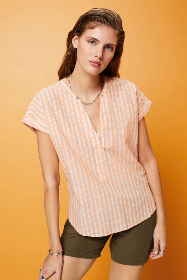 Esprit Gestreepte katoenen blouse ORANJE