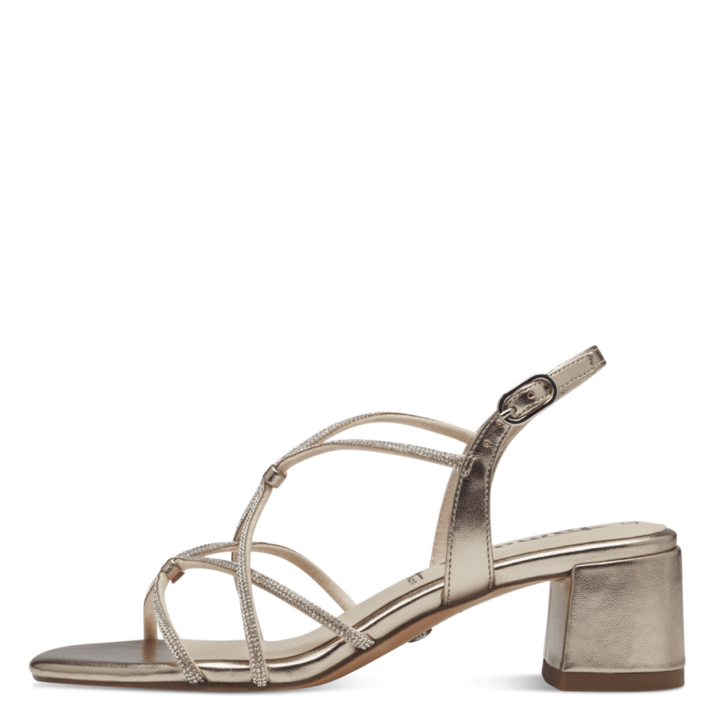 Tamaris sandalen dames open hoog licht goud