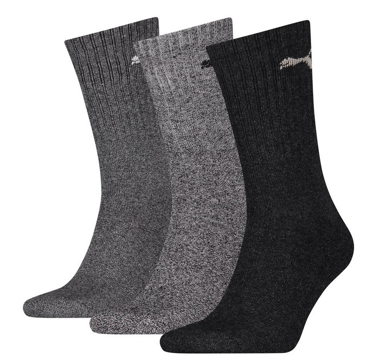 PUMA CREW SOCK 3P anthracite / grijs / zwart