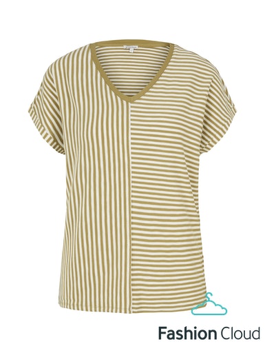 Tom Tailor T-Shirt V-hals striped groen