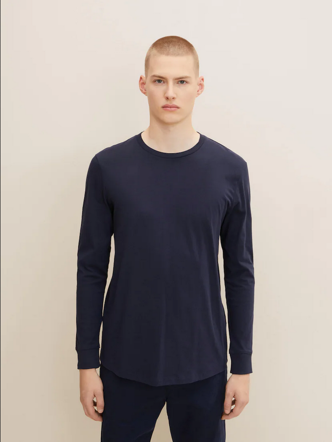 Tom Tailor Basic T-Shirt lange mouw heren sky captain blue