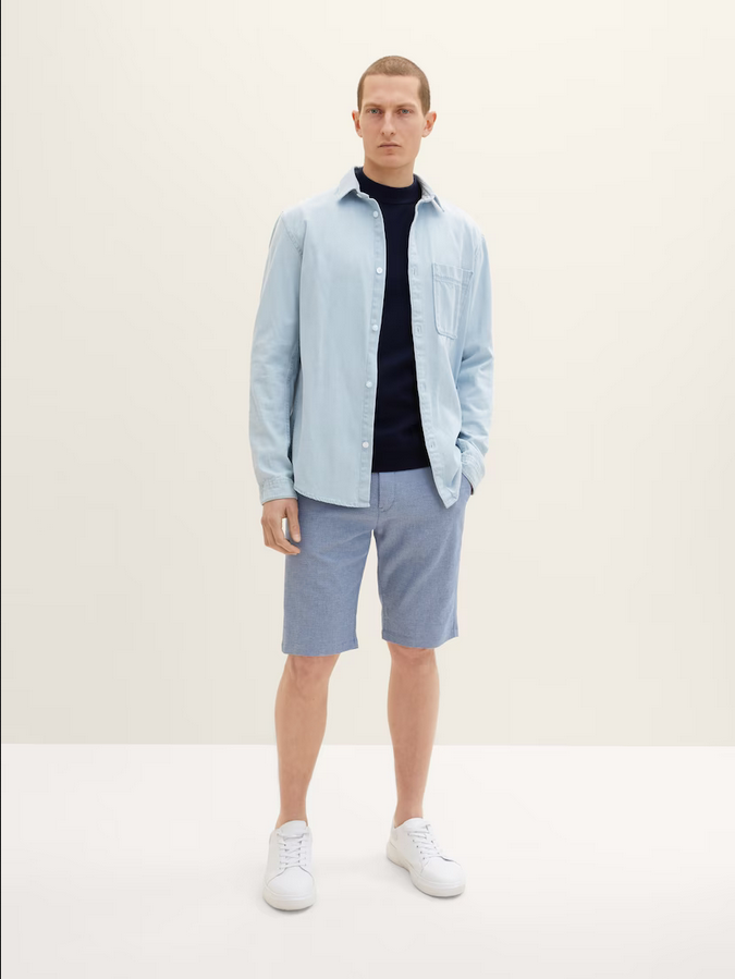 Tom Tailor Chino Bermuda Short chambray blue dobby