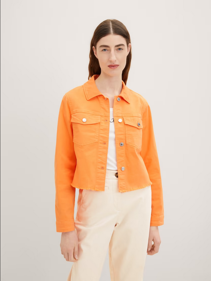 Tom Tailor gekleurde jeans jas bright mango orange