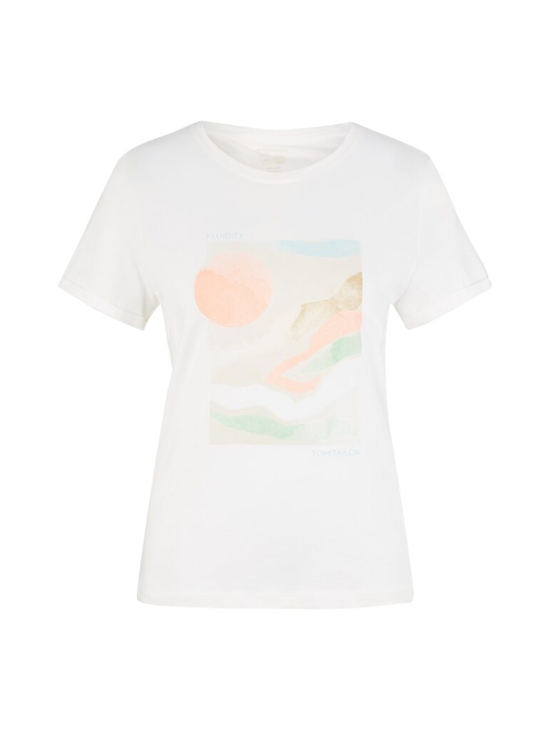 Tom Tailor T-shirt 1/2 wit met print