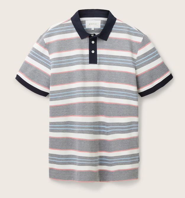 Tom Tailor polo gestreept navy red stripe