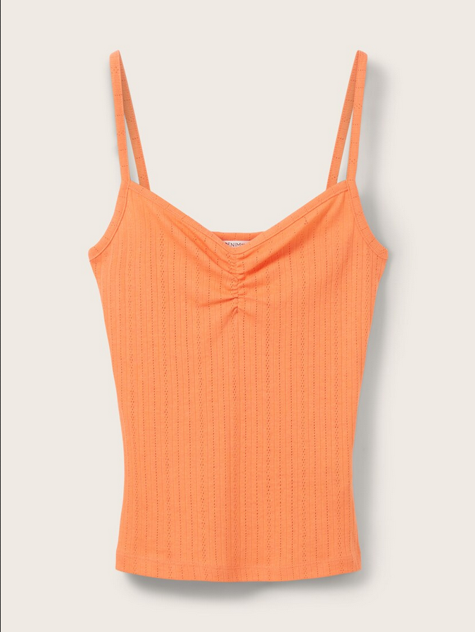 Tom Tailor pointelle top vibrant luminous coral