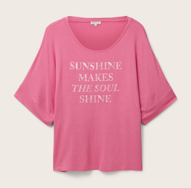 Tom Tailor T-Shirt met tekstprint nouveau pink