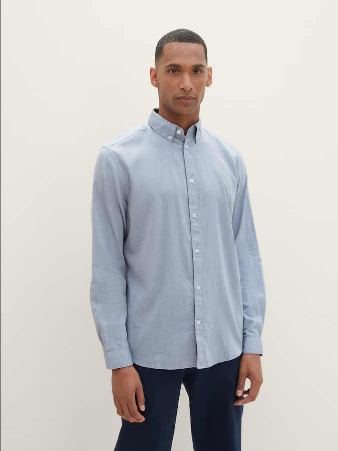 Tom Tailor hemd grijs blauw chambray