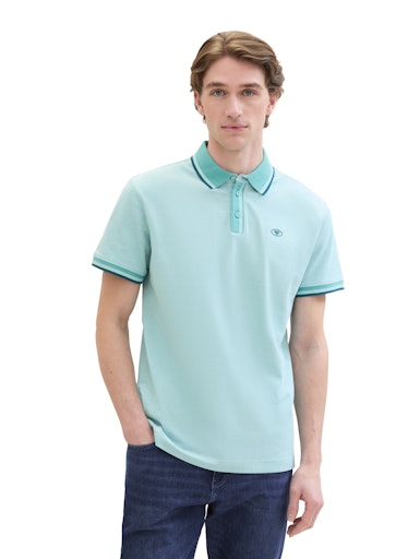 Tom Tailor basic Polo heren meadow teal twotone