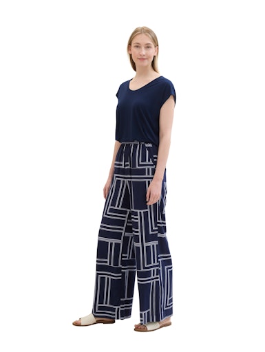 Tom Tailor wijde broek Palazzo geometric navy