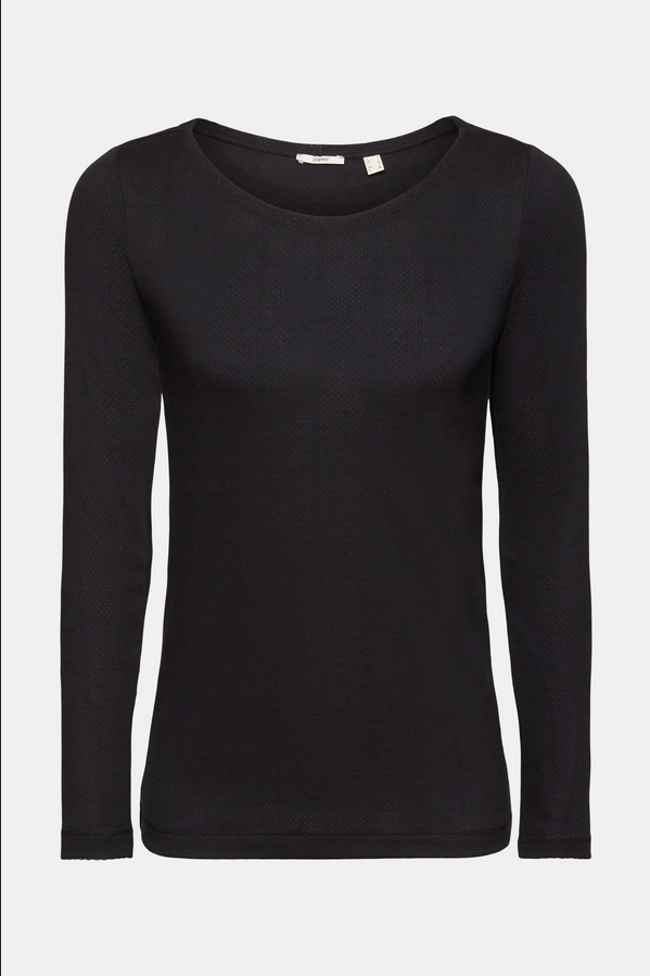 Esprit Opengewerkte longsleeve T-Shirt zwart