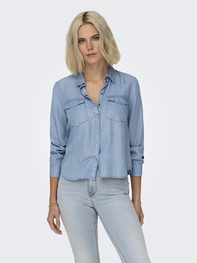 JDY Jasper lange mouw hemd light blue denim