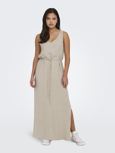 JDY SAY Linnen Maxi Tie kleed Oatmeal beige