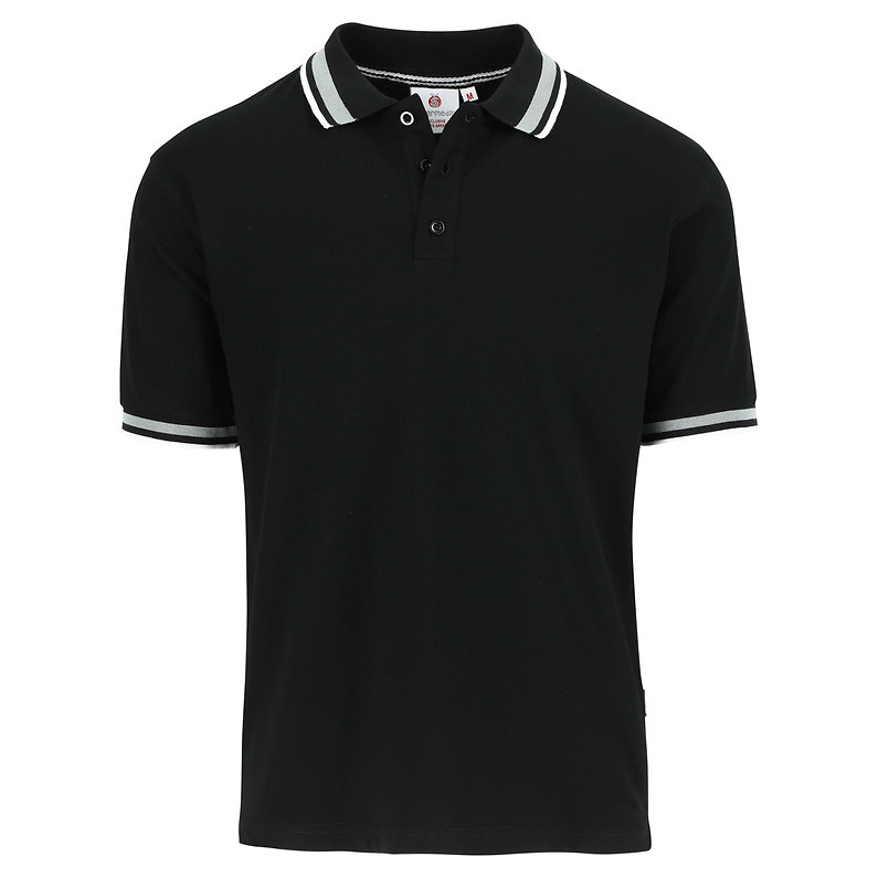 Polo heren - Premium Luxe - Detail mouwen en kraag zwart