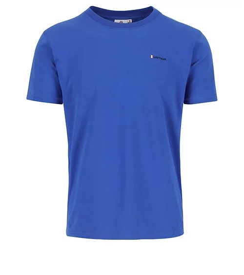 T-shirt heren - effen - ronde hals - klein logo felblauw