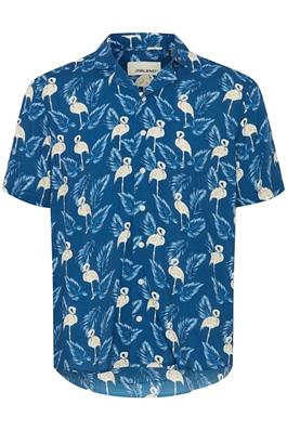 Blend hemd korte mouw flamingo print Navy