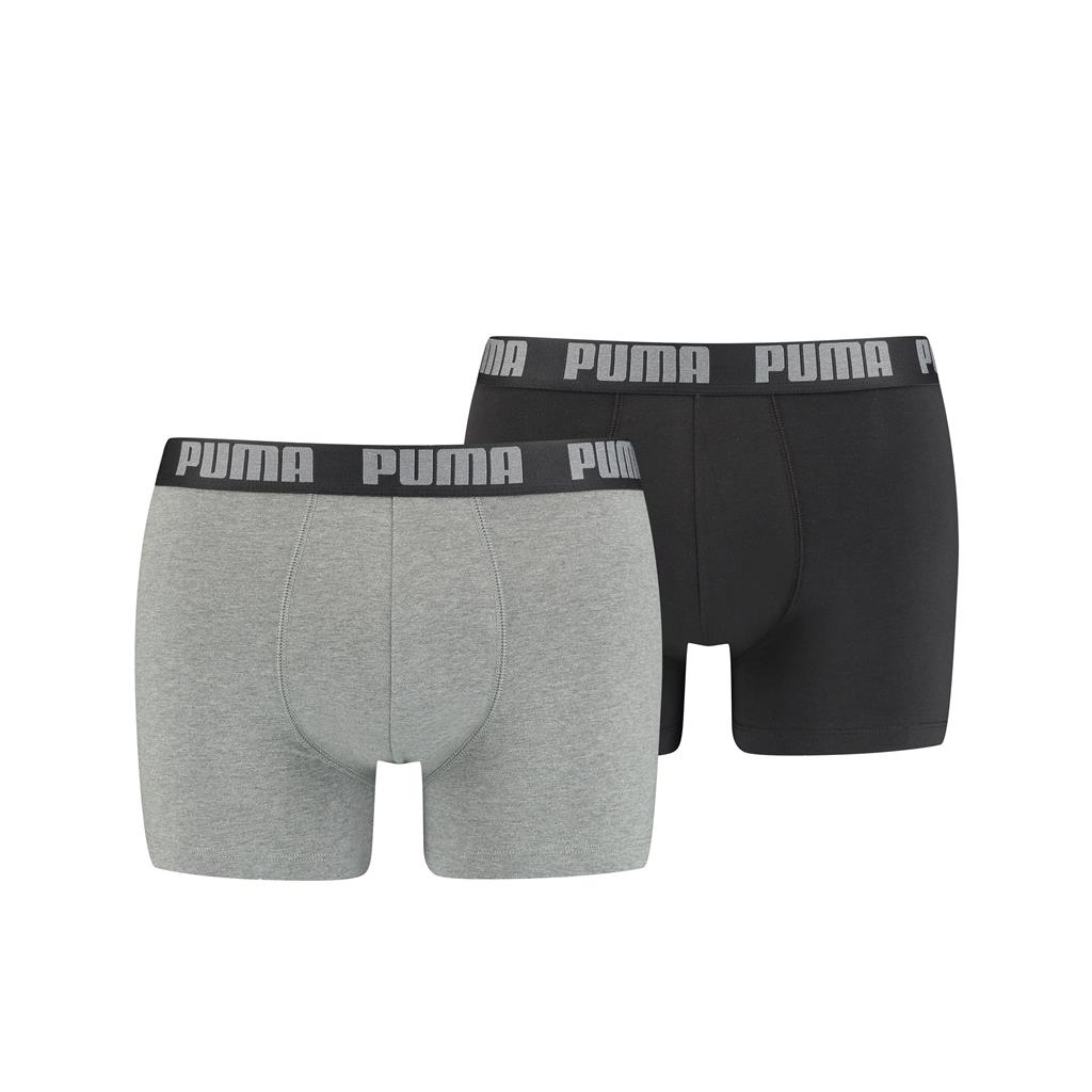 PUMA BASIC BOXER 2P dark grey melange / black