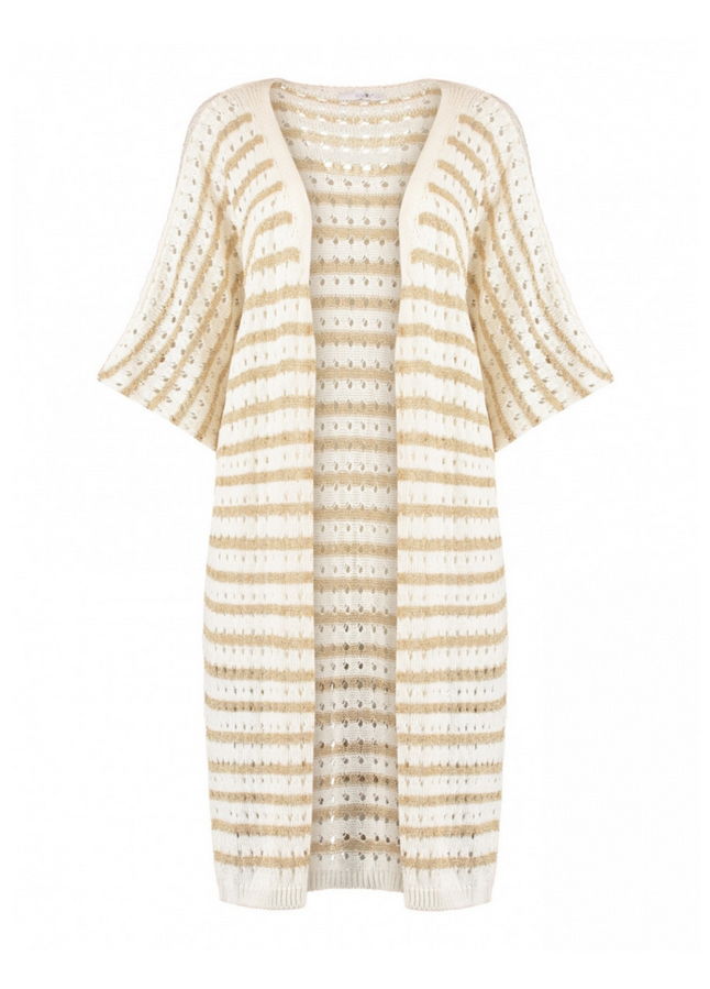 Hailys cardigan lang Meira - white stripe