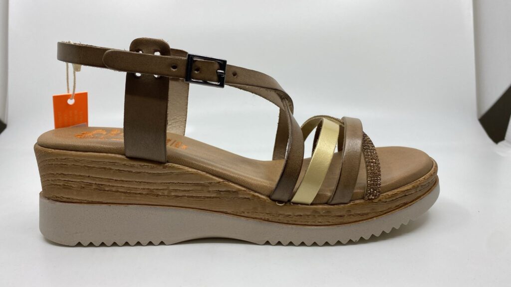 Porronet sandalen taupe met goud