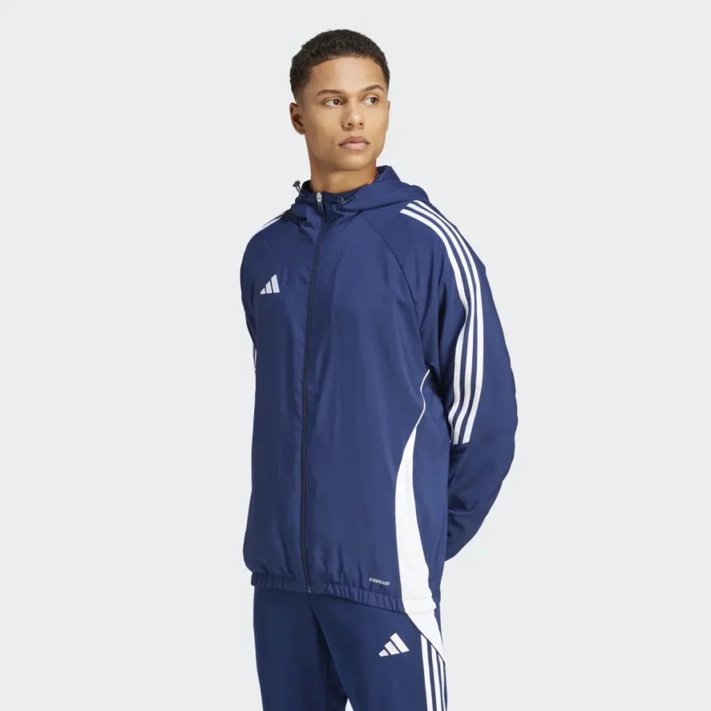 Adidas windbreaker jas met kap blauw