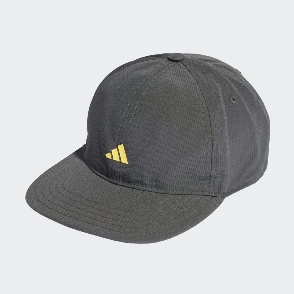 Adidas Essent pat donkergrijs met logo geel