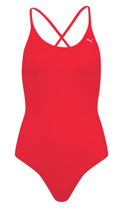 Puma sportief badpak V-NECK CROSSBACK rood