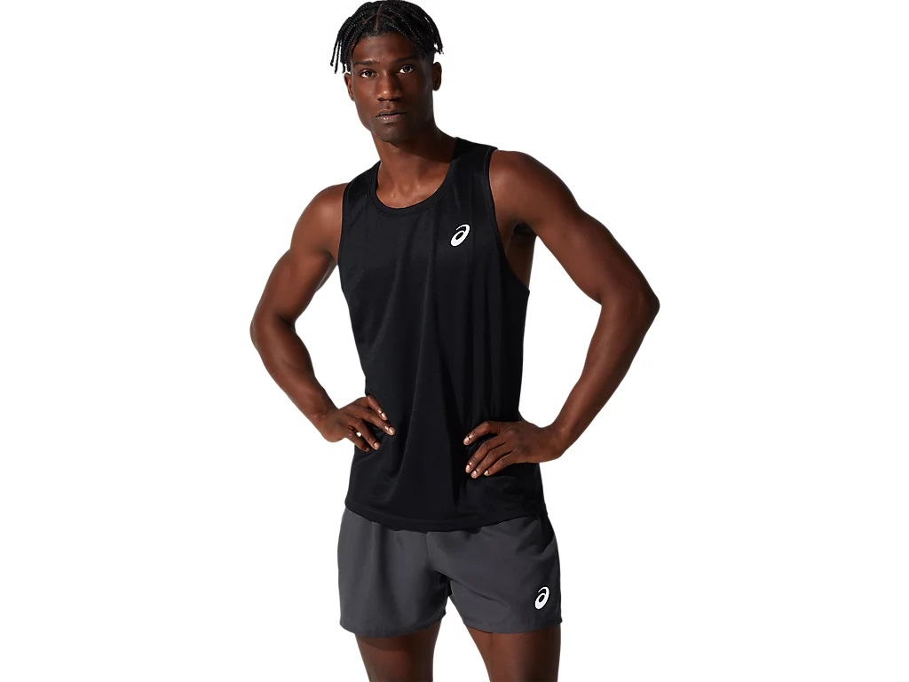 Asics tanktop SINGLET running heren zwart