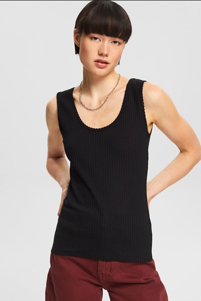 Esprit Top met pointelle patroon zwart