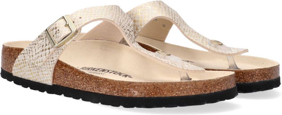 Birkenstock Teenslippers Gizeh Shiny dames beige reptiel