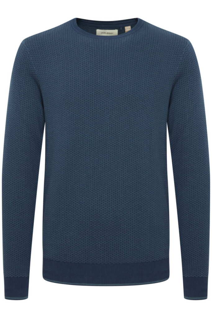 Blend gebreide pull forest night blauw