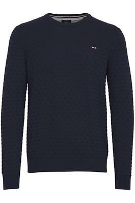 FQ1924 KYLE trui met structuur marine- regular fit