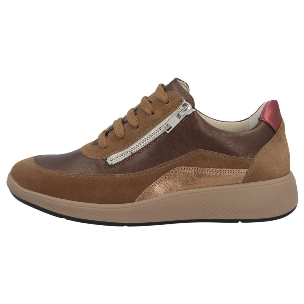 Solidus Kalea sneaker met rits dames velours cognac