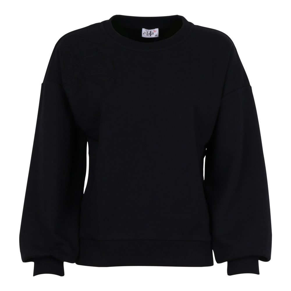 She Goes LaLa Grace sweater met ronde hals zwart