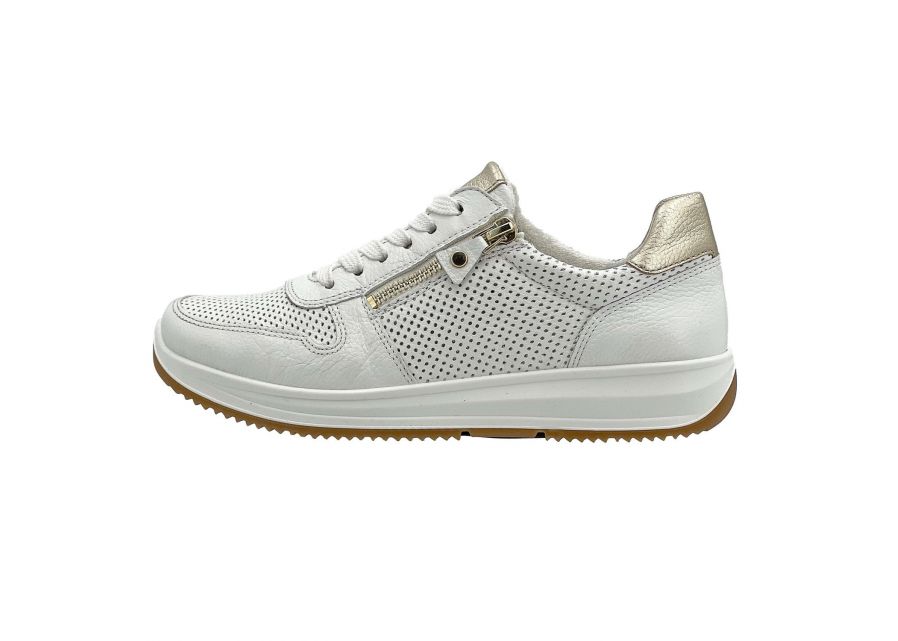 Ara Osaka lage sneaker met rits wit met goudkleurig detail