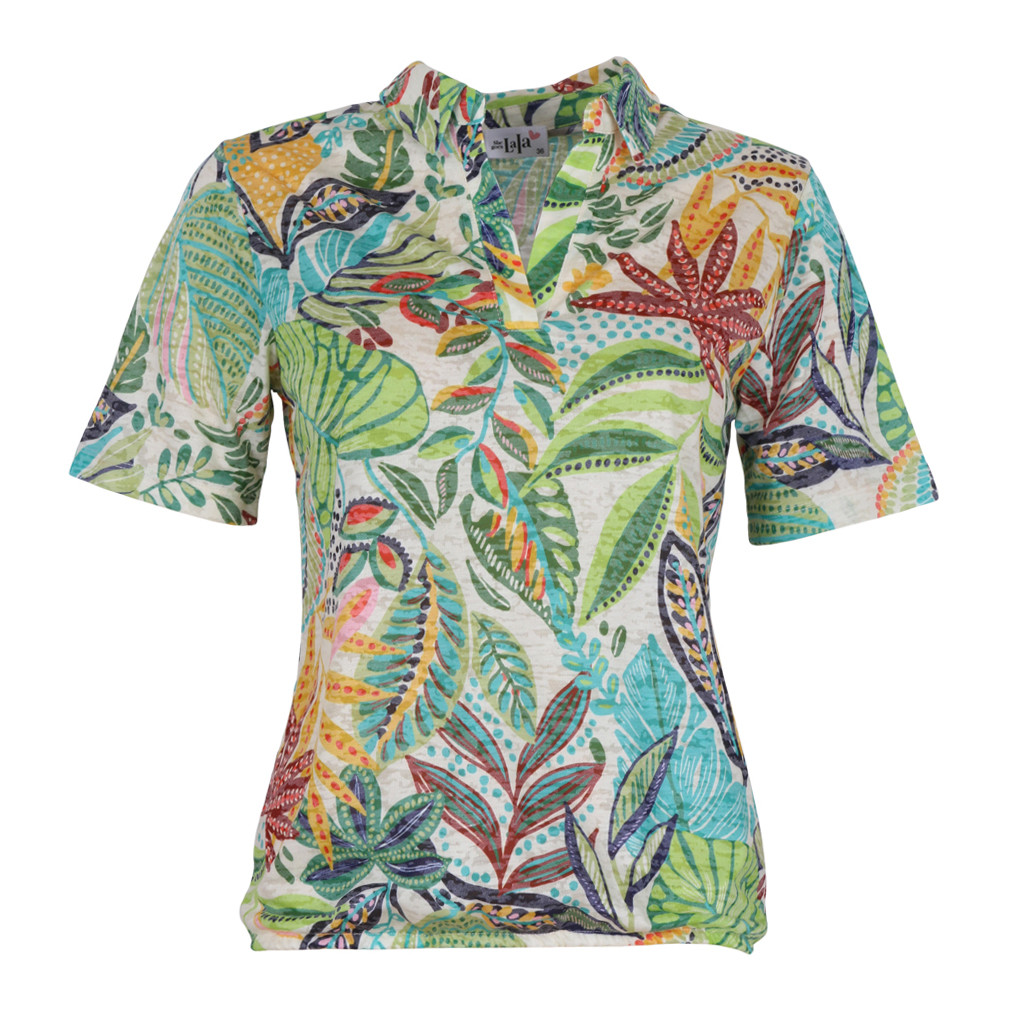 She Goes LaLa Isis T-Shirt met polo hals groen