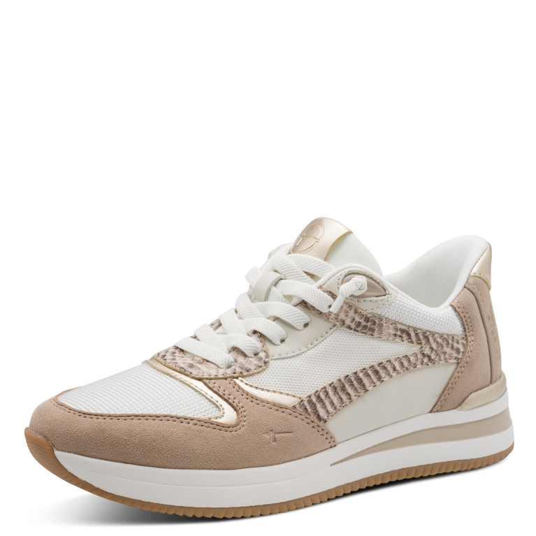 Tamaris step in sneaker wide fit beige/wit dames