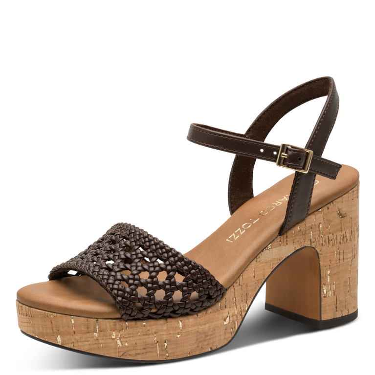 Marco Tozzi sandalen sleehak en plateauzool bruin