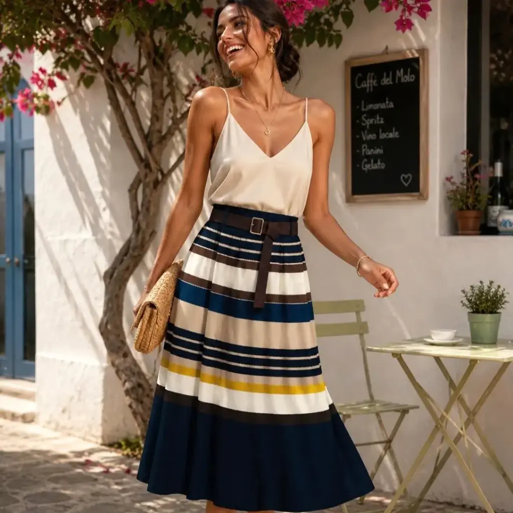 Just Woman by Matteo CESA lange rok met riem navy
