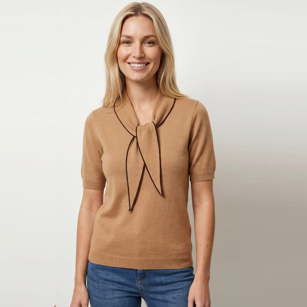 Amélie & Amélie Altamura pull korte mouw camel