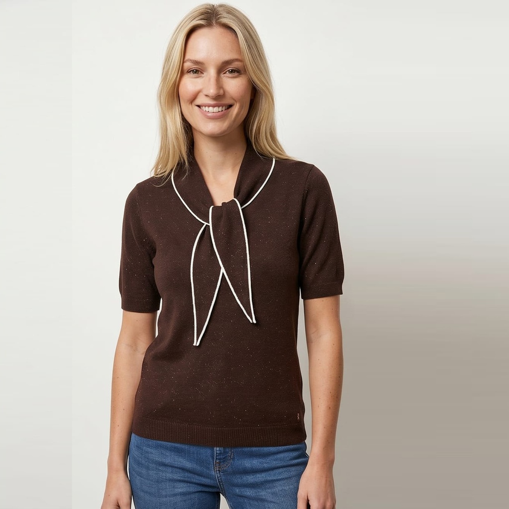 Amélie & Amélie Altamura pull korte mouw choco