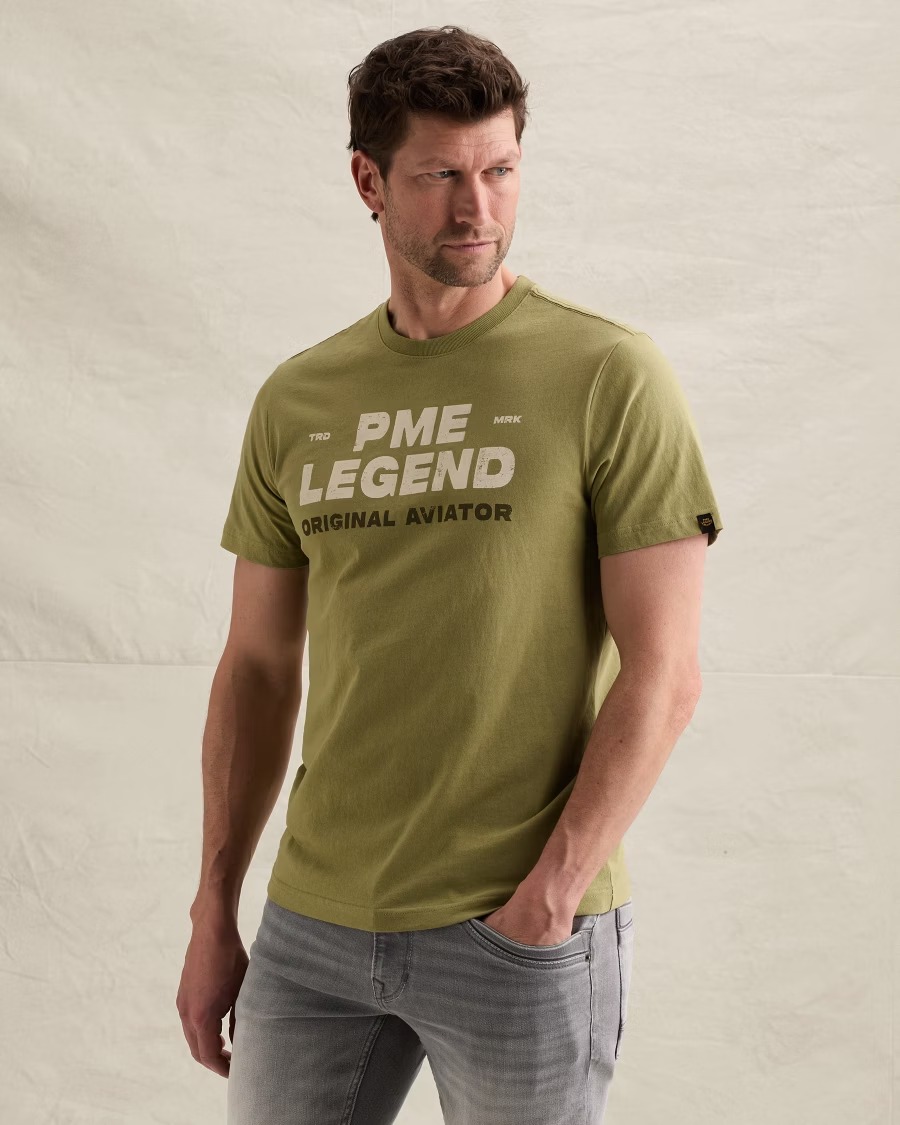 PME Legend T-shirt met artwork op de borst groen