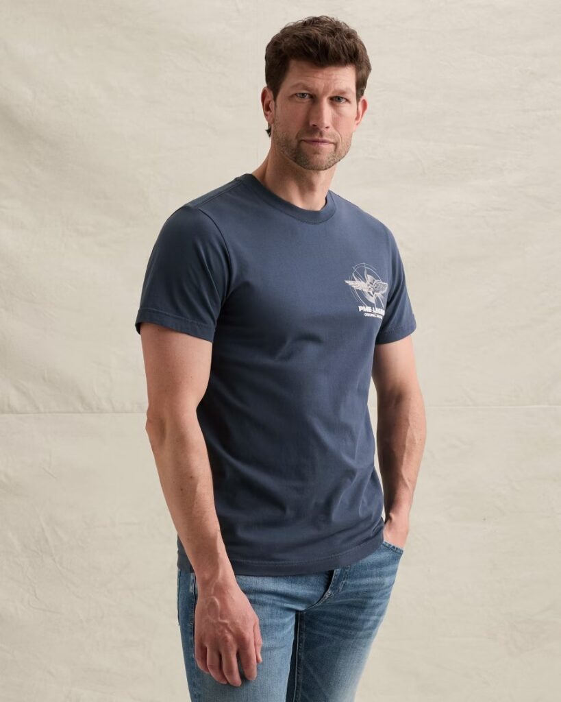PME Legend T-shirt met klein artwork op de borst blauw