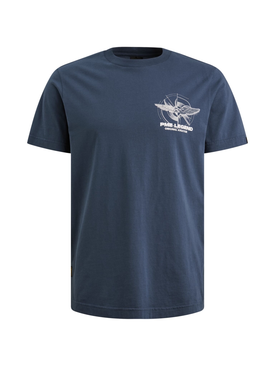 PME Legend T-shirt met klein artwork op de borst blauw
