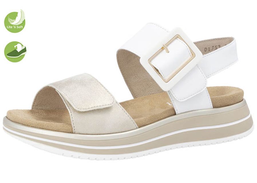 Remonte sandaal light soft met velcro wit/beige