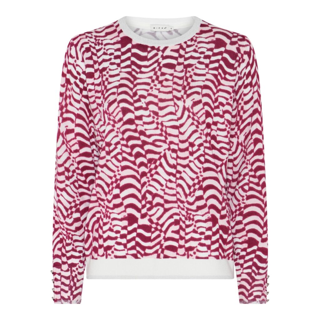 Micha pull gebreid met kleine print blauw