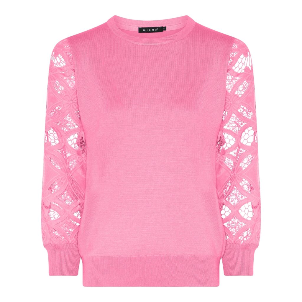 Micha pull met kanten mouw roze