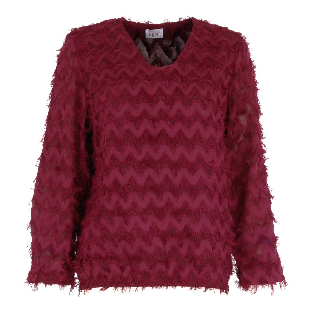 She Goes LaLa Maja bloes met ronde hals aubergine