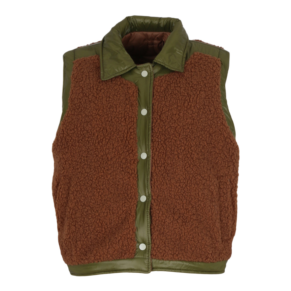 Chouette Jas met kap imitatiepels polo hals groen