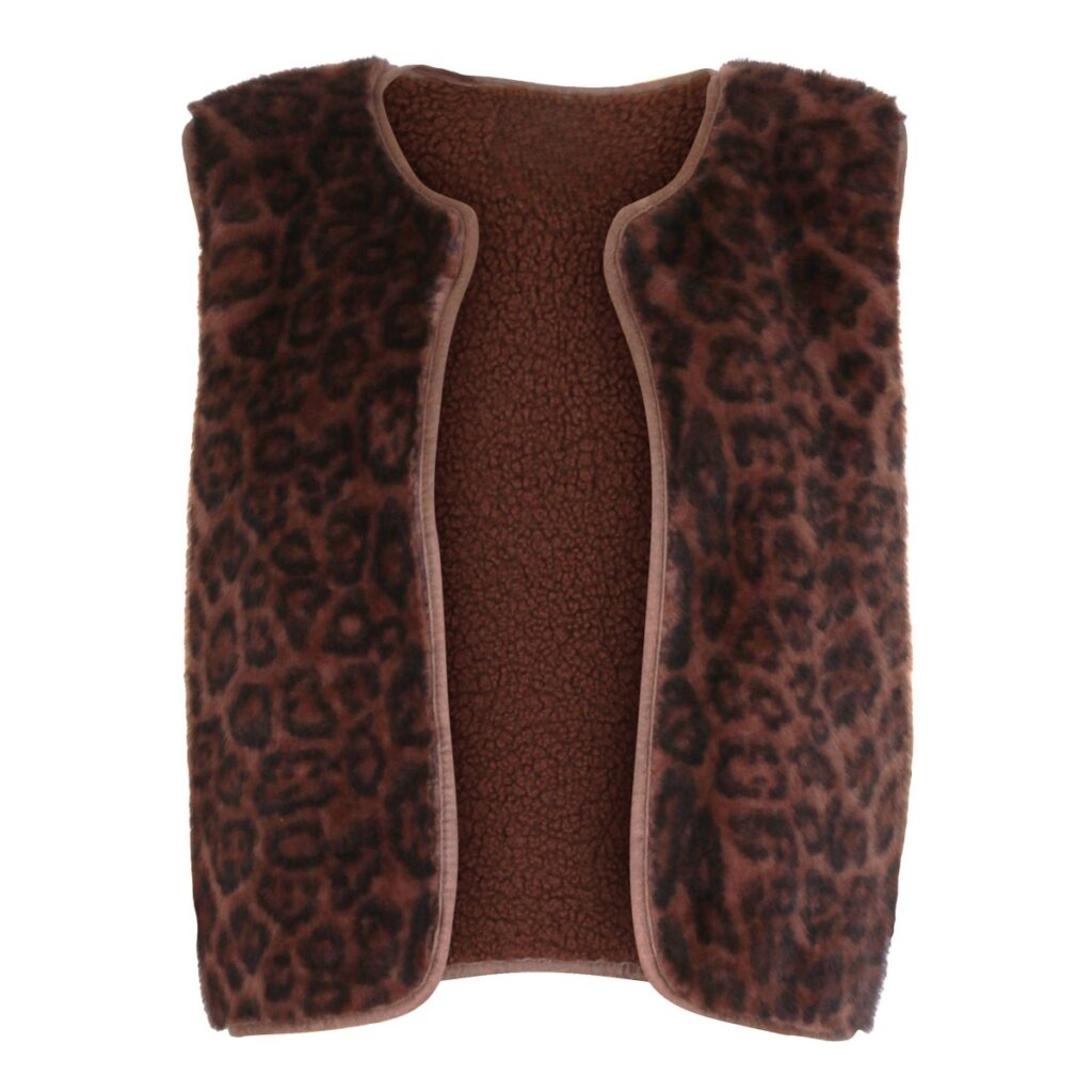 Chouette Jas zonder mouw leopard ronde hals bruin