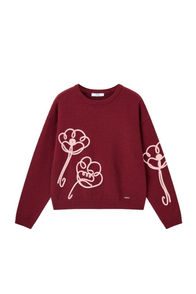Vila Joy Austina pull met print bordeaux